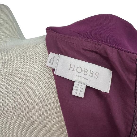 Hobbs London‎ Ruth Dress Purple Burgundy Long Bell Sleeve Sheath Size US 4 - Picture 11 of 14